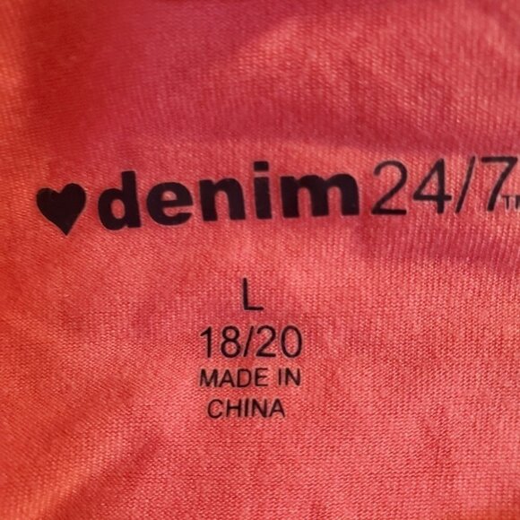 0096. NWOTs ~ Denim 24/7 ~ X-Long Pink Silky T-Neck ~ 18-20 - Picture 8 of 8